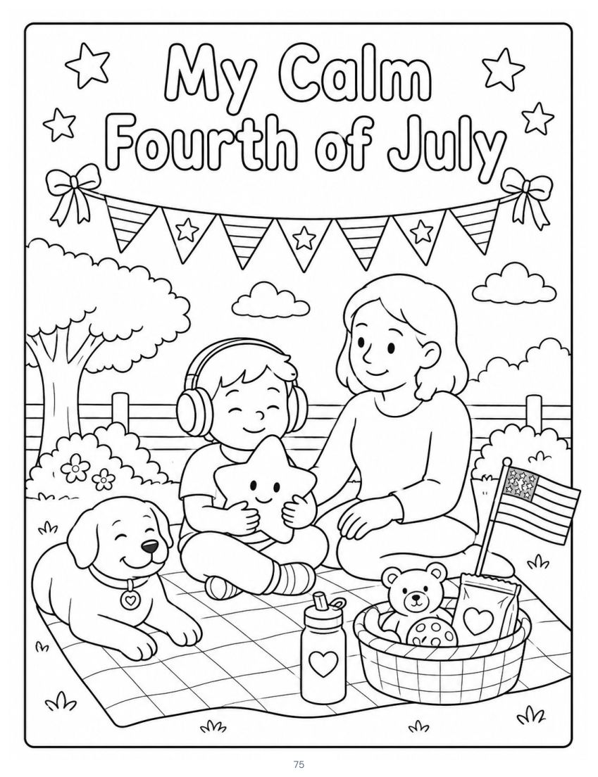 Calm Fourth of July coloring page 1