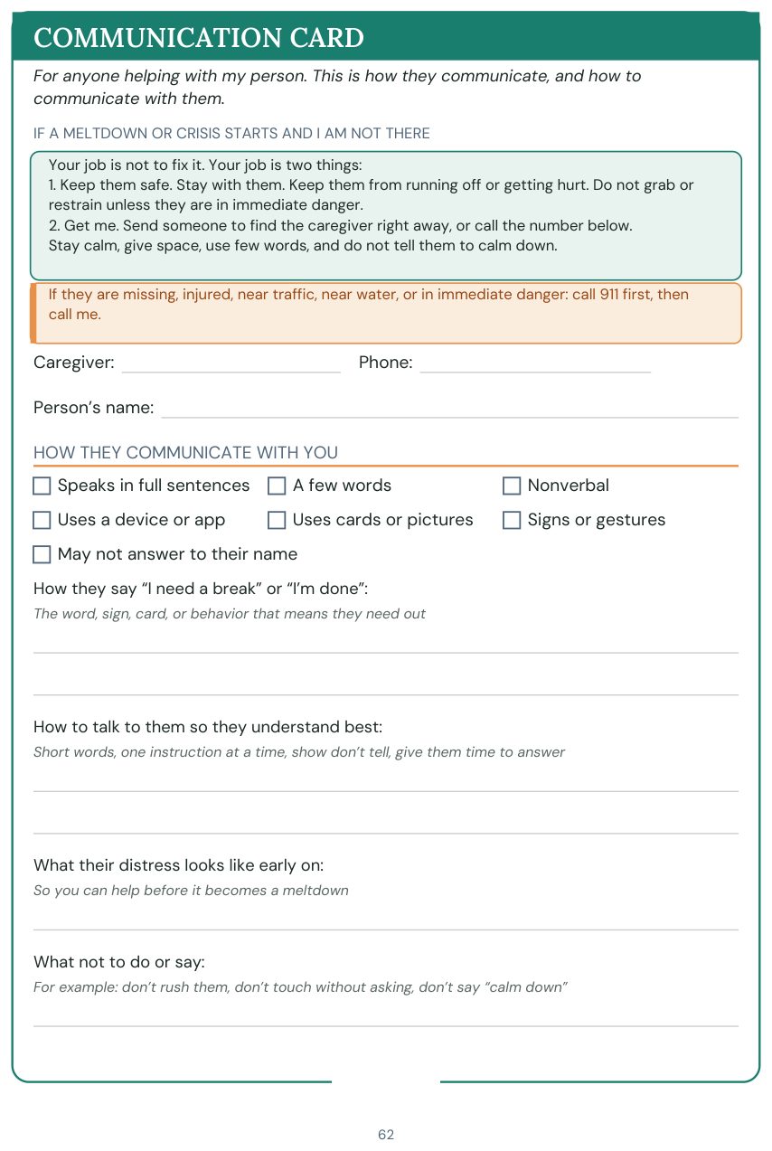 Communication Card printable