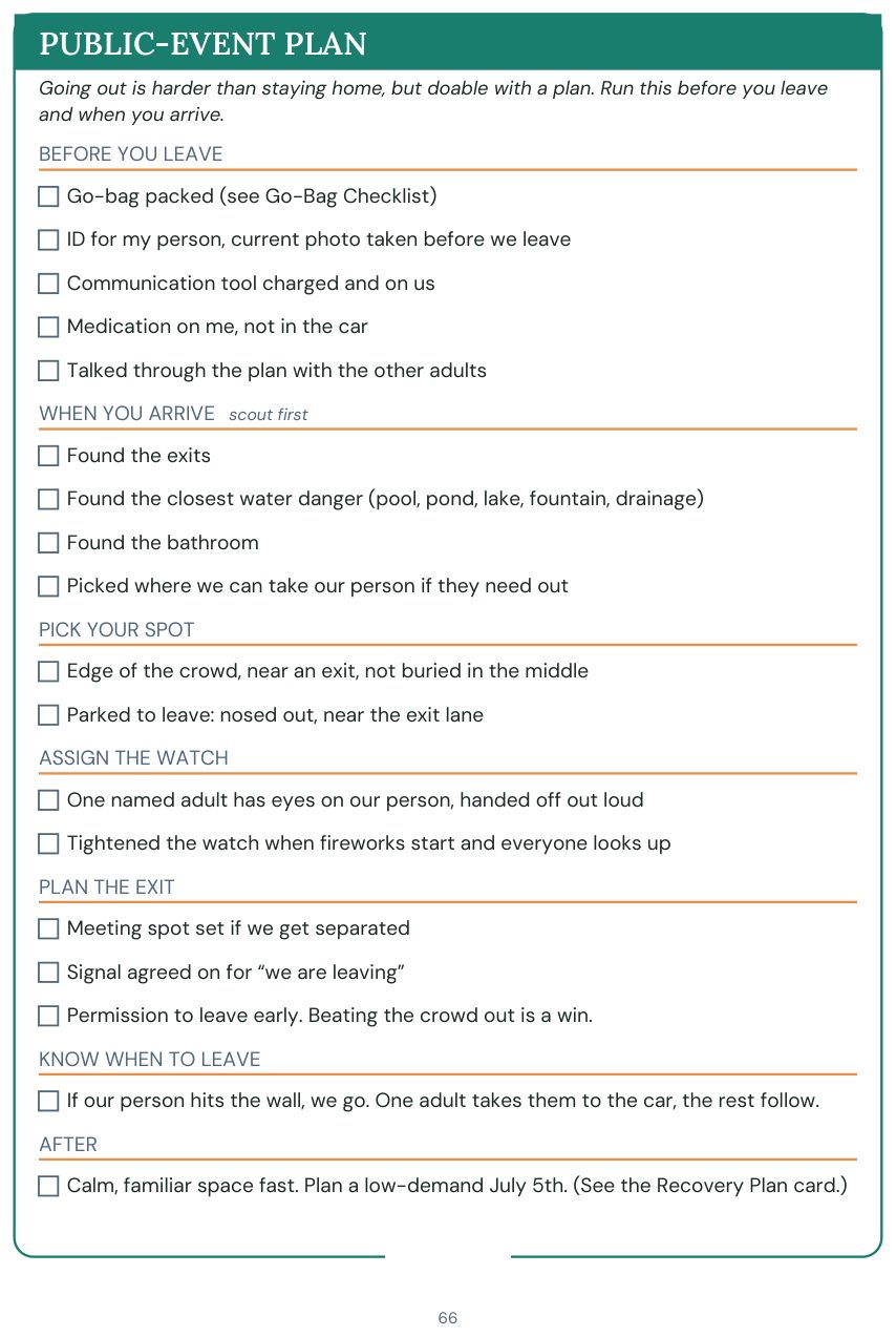 Public-Event Plan printable card